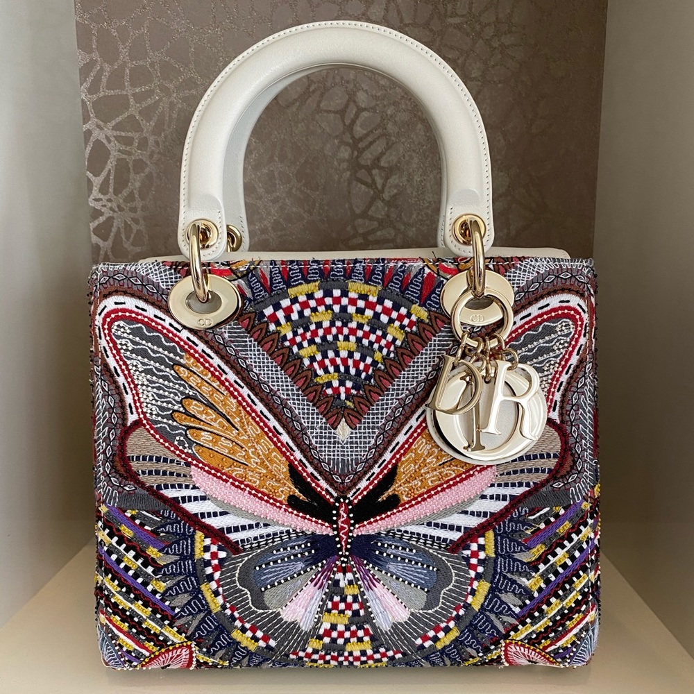 Lady Dior Embroidered runway medium handbag
